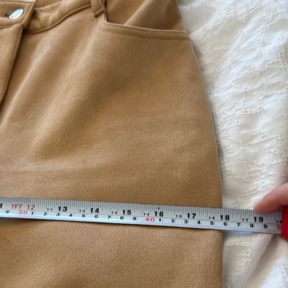 Aritzia Wilfred Camel Faux Suede Straight Leg Pants Size 6 - Picture 14 of 16